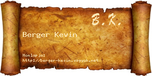 Berger Kevin névjegykártya